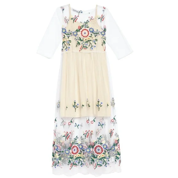 pippa and julie embroidered dress Pastourelle Pippa Julie Dress Girls 4 Pink Floral Embroidered Party Spring New